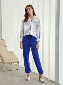 MOTF PREMIUM DRAWSTRING HEM TAPERED TROUSERS - Royal Blue - View 3