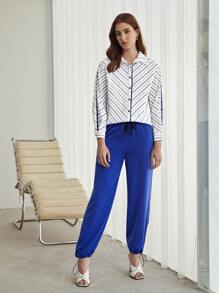 MOTF PREMIUM DRAWSTRING HEM TAPERED TROUSERS - Royal Blue - View 4