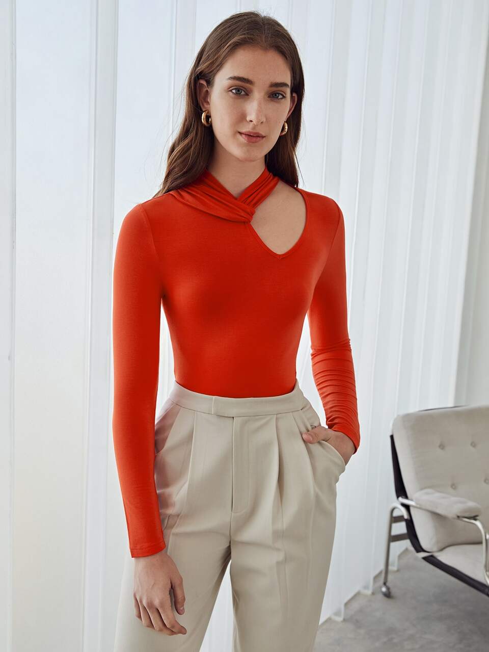 MODAL ASYMMETRICAL NECK BODYSUIT