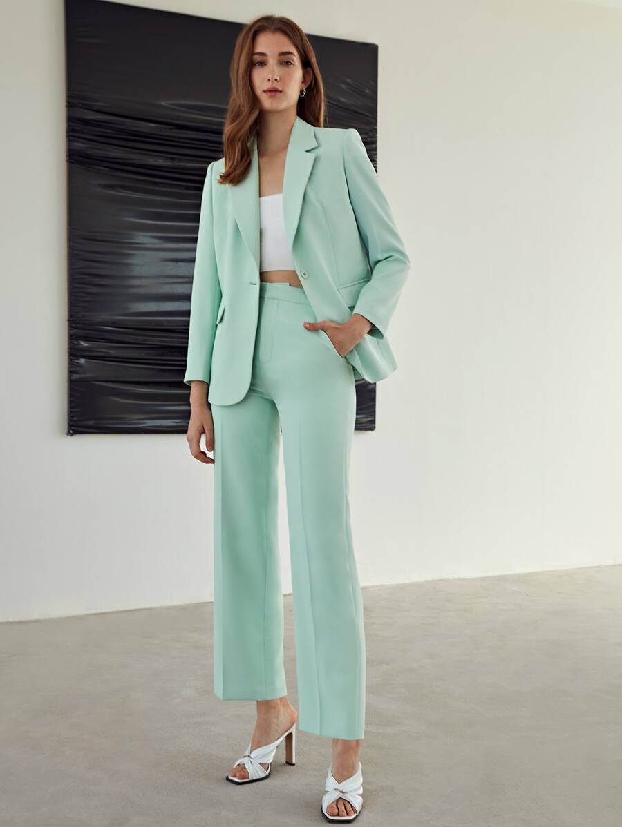 MOTF PREMIUM PRESS CREASE TAILORED TROUSERS - Mint Green - View 1