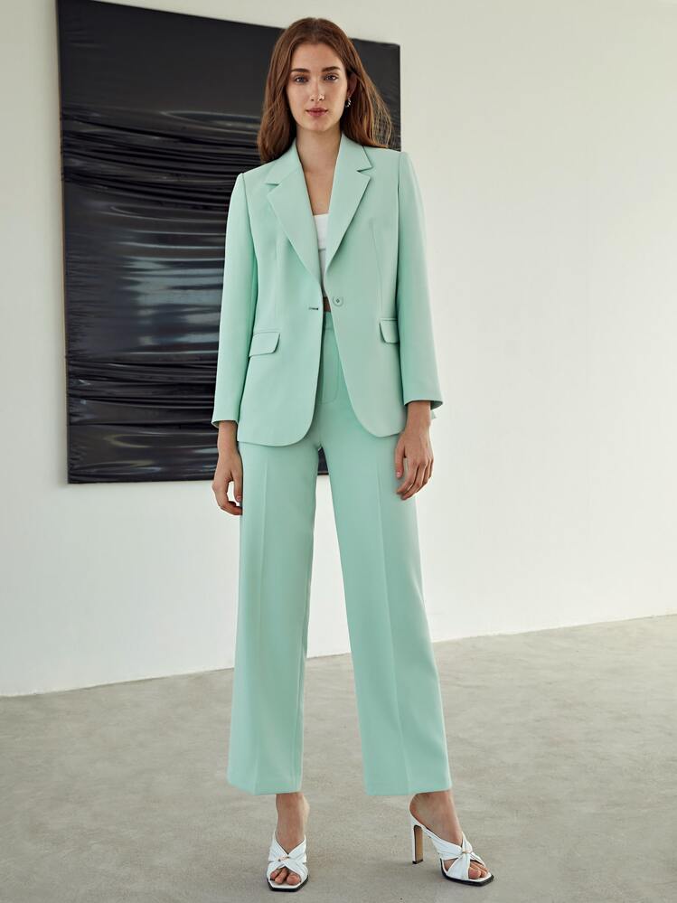 MOTF PREMIUM Blazer estructurado con botón - verde menta - Añade 11