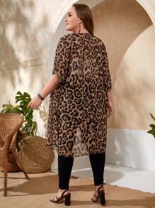 EMERY ROSE Plus Size Leopard Print Kimono Summer