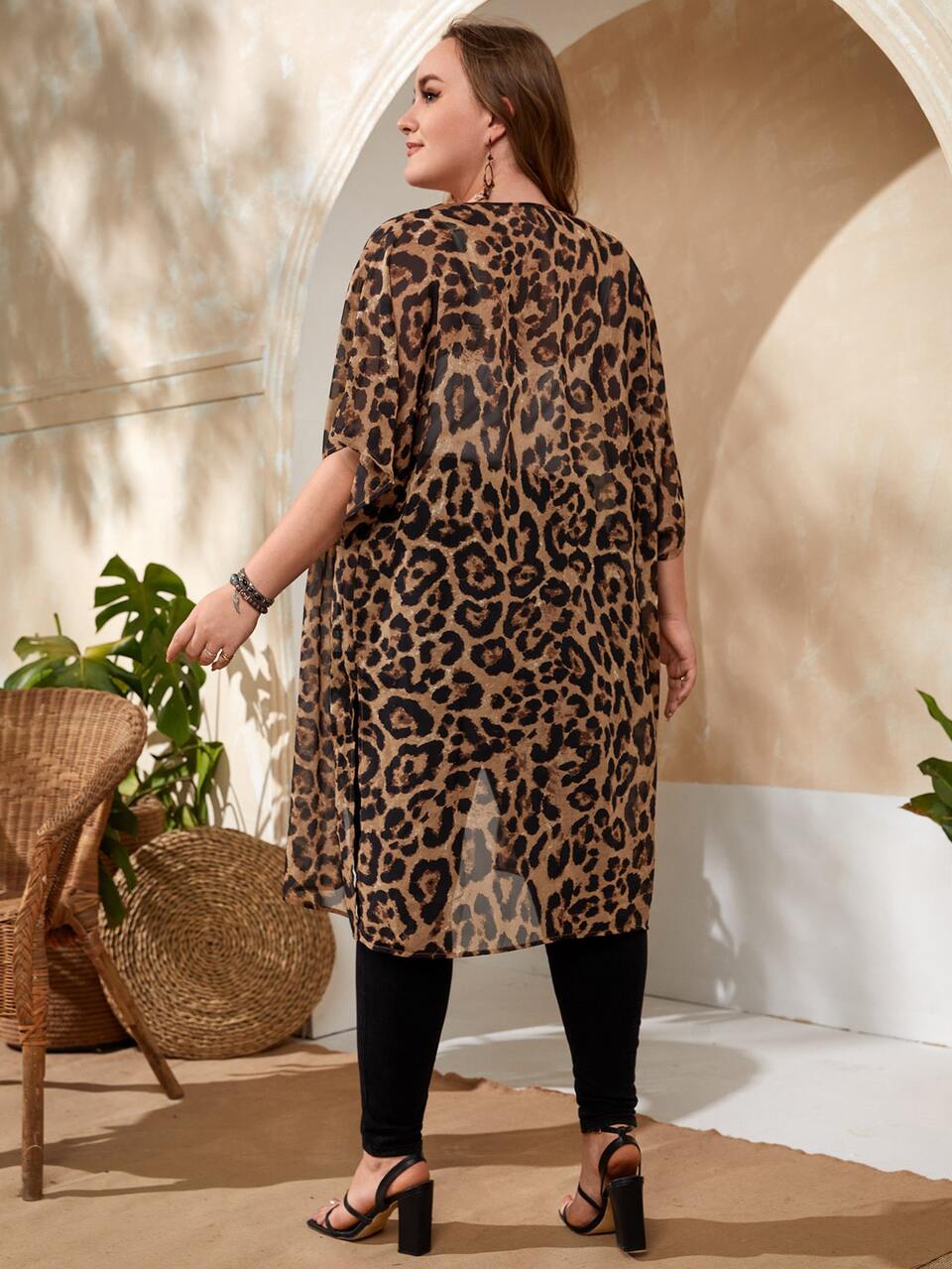 Plus Size Leopard Print Kimono Summer