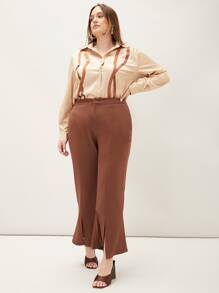 MOTF PREMIUM 大碼直筒款圖案襯衫 - 卡其色 - 查看 6