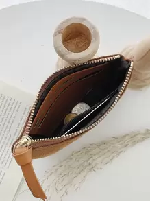 Simple Solid Color Short Casual Faux Suede Wallet With Card Slots Card Holder Card Holder Wallet Business Card Holder Credit Card Holder Card Holder Women For Women Wallet Mini Wallet Purse Wallet Card Wallet - Brown - View 5