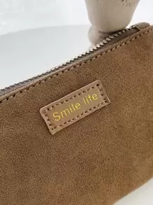Simple Solid Color Short Casual Faux Suede Wallet With Card Slots Card Holder Card Holder Wallet Business Card Holder Credit Card Holder Card Holder Women For Women Wallet Mini Wallet Purse Wallet Card Wallet - Brown - View 6