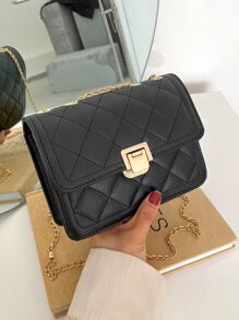 Mini Quilted Flap Chain Bag - Black - View 2