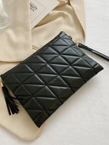 Túi Vuông Quilted dập nổi  Tua trang trí Túi xach tay , Đối với phụ nữ , & Cổ cồn trắng Công nhân
工人 , Đối với Lady , Cho Nữ Son môi , Đối với , Đối với Dạ hội , Cho đám cưới , Cho bữa tiệc - màu đen - Xem 2