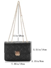Mini Quilted Flap Chain Bag - Black - View 3