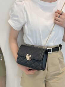 Mini Quilted Flap Chain Bag - Black - View 4