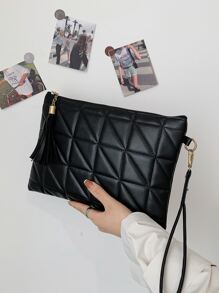 Túi Vuông Quilted dập nổi  Tua trang trí Túi xach tay , Đối với phụ nữ , & Cổ cồn trắng Công nhân
工人 , Đối với Lady , Cho Nữ Son môi , Đối với , Đối với Dạ hội , Cho đám cưới , Cho bữa tiệc - màu đen - Xem 6