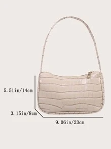 Crocodile Embossed Bag - Beige - View 3