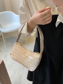 Crocodile Embossed Bag - Beige - View 4