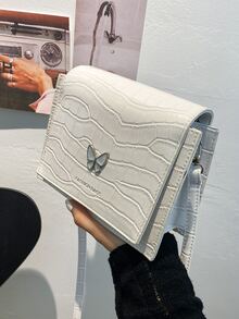 Túi đeo chéo Mini Crocodile Embossed Flap Valentine - trắng - Xem 2