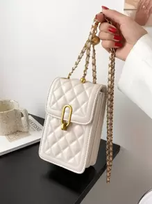 Túi đeo chéo mini chần bông nhẹ, thời trang cho nhân viên văn phòng, đại học, công sở, kinh doanh, đi làm, văn phòng, kỷ niệm, cặp đôi, làm quà tặng sinh nhật, quà tặng ngày lễ tình nhân, quà tặng - trắng - Xem 1