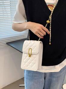 Túi đeo chéo mini chần bông nhẹ, thời trang cho nhân viên văn phòng, đại học, công sở, kinh doanh, đi làm, văn phòng, kỷ niệm, cặp đôi, làm quà tặng sinh nhật, quà tặng ngày lễ tình nhân, quà tặng - trắng - Xem 2