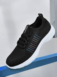 CUCCOO BASICS Lace-up Front Hollow Out Running Shoes - Black - View 6