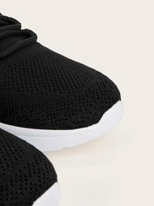 CUCCOO BASICS Lace-up Front Hollow Out Running Shoes - Black - View 3