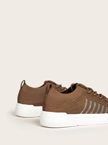 Cuccoo Striped Knit Lace-up Front Sneakers - Brown - View 6