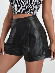 Quần đùi nữ màu trơn Giải trí - màu đen - Xem 3