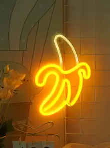 1入組香蕉形霓虹燈、香蕉霓虹燈牆裝飾、USB/電池供電小夜燈、生日派對、兒童客廳、家居裝飾