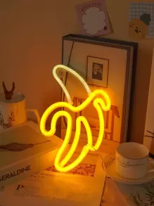 1入組香蕉形霓虹燈、香蕉霓虹燈牆裝飾、USB/電池供電小夜燈、生日派對、兒童客廳、家居裝飾
