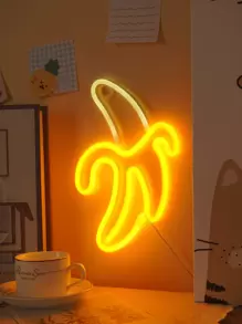 1入組香蕉形霓虹燈、香蕉霓虹燈牆裝飾、USB/電池供電小夜燈、生日派對、兒童客廳、家居裝飾