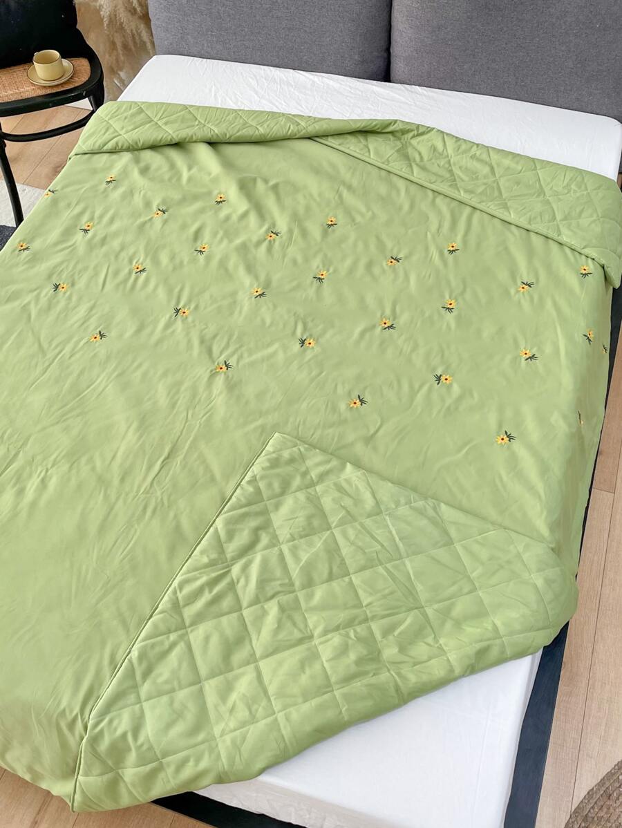 Khăn trải giường thêu hoa hướng dương - màu xanh lá - Xem 1