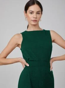 MOTF PREMIUM SLIM RIBBED TOP & SKIRT SET - Dark Green - View 3
