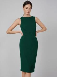 MOTF PREMIUM SLIM RIBBED TOP & SKIRT SET - Dark Green - View 6