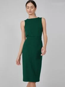 MOTF PREMIUM SLIM RIBBED TOP & SKIRT SET - Dark Green - View 7