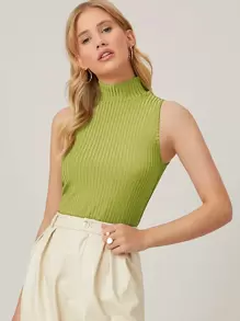 MOTF PREMIUM Spandex được trang bị gân trên cùng - Màu xanh chanh - Xem 1