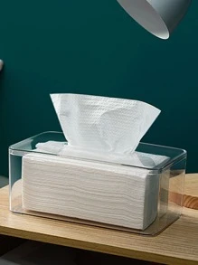 1pc Clear Random Color Tissue Storage Box - Multicolor - View 1