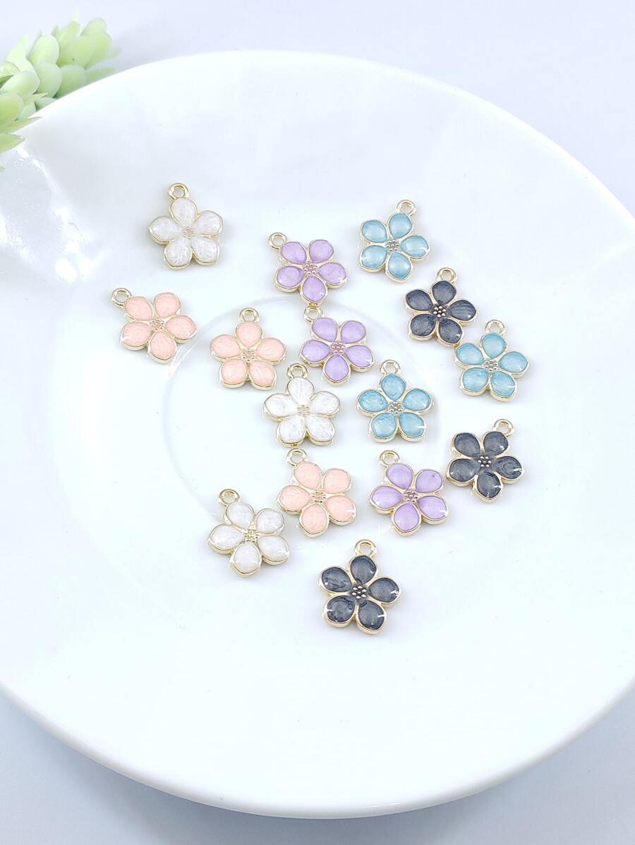 15 chiếc mặt dây chuyền thiết kế hoa - Nhiều màu - Xem 1