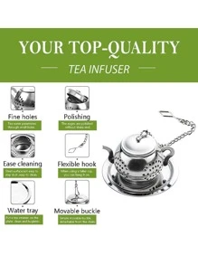 1 dụng cụ lọc trà bằng thép không gỉ, lọc lá trà - Bạc - Xem 5
