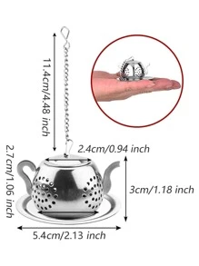 1 dụng cụ lọc trà bằng thép không gỉ, lọc lá trà - Bạc - Xem 6