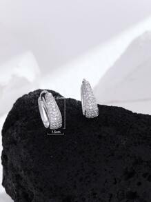 Pendientes de aro zirconia cúbica - Plateado - Ver 4