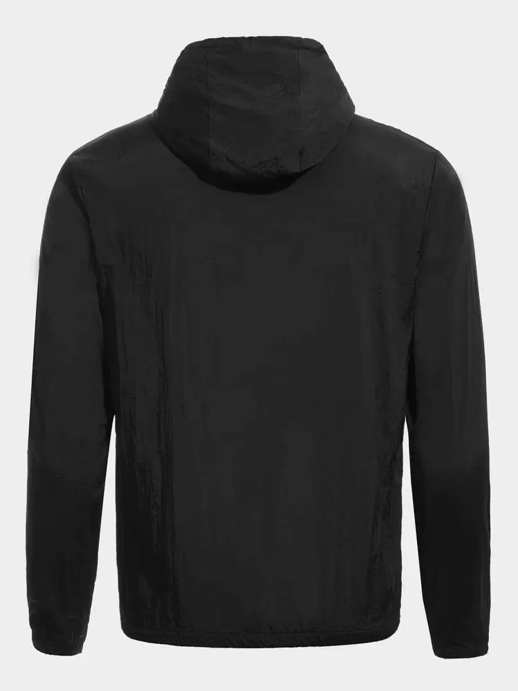 Manfinity Running Boyfriend Style Men Letter Graphic Zipper Up Drawstring Hooded Sports Jacket Workout Tops - Black - View 2