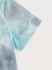 SHEIN Tween Boy 标语扎染印花短袖 T 恤，休闲清爽的夏季日常装扮 - 彩色 - 查看 4