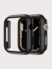 1 pieza Funda protectora de PC compatible con Apple Watch Series 10 de 42 mm/46 mm, apta para Apple Watch SE/9/8/7/6/5/4/3/2/1 de 38 mm/40 mm/41 mm/42 mm/44 mm/45 mm, de plástico duro, a prueba de golpes, resistente a los arañazos, transparente - Negro - Ver 1