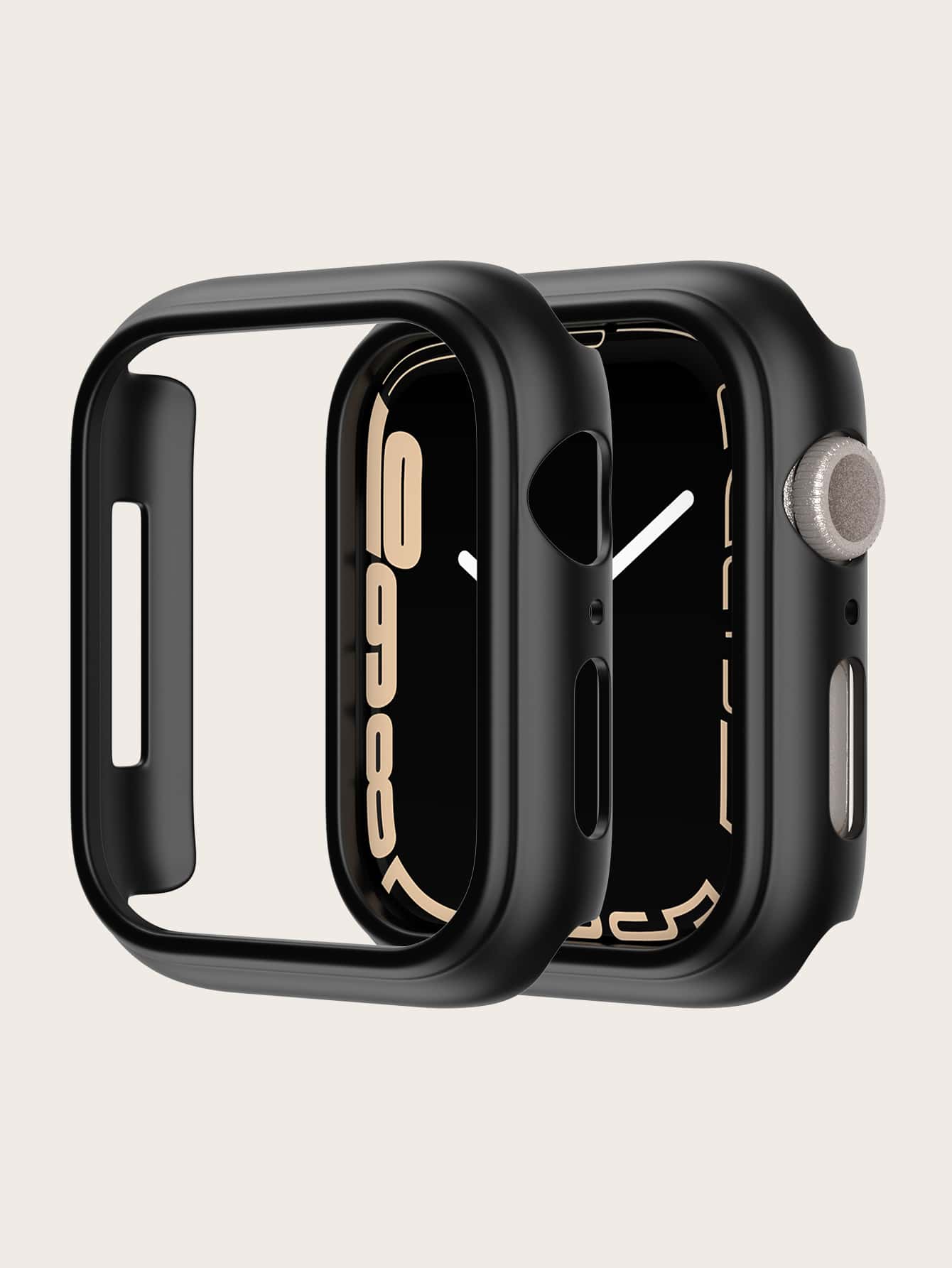 1 pieza Funda protectora de PC compatible con Apple Watch Series 10 de 42 mm/46 mm, apta para Apple Watch SE/9/8/7/6/5/4/3/2/1 de 38 mm/40 mm/41 mm/42 mm/44 mm/45 mm, de plástico duro, a prueba de golpes, resistente a los arañazos, transparente - Negro - Ver 1