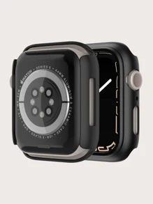 1 pieza Funda protectora de PC compatible con Apple Watch Series 10 de 42 mm/46 mm, apta para Apple Watch SE/9/8/7/6/5/4/3/2/1 de 38 mm/40 mm/41 mm/42 mm/44 mm/45 mm, de plástico duro, a prueba de golpes, resistente a los arañazos, transparente - Negro - Ver 2