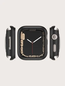 1 pieza Funda protectora de PC compatible con Apple Watch Series 10 de 42 mm/46 mm, apta para Apple Watch SE/9/8/7/6/5/4/3/2/1 de 38 mm/40 mm/41 mm/42 mm/44 mm/45 mm, de plástico duro, a prueba de golpes, resistente a los arañazos, transparente - Negro - Ver 4