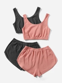 Bộ đồ giản dị Nữ Thắt nơ trước màu trơn Giải trí - Nhiều màu - Xem 2