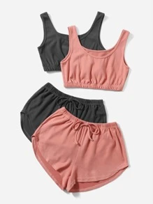 Bộ đồ giản dị Nữ Thắt nơ trước màu trơn Giải trí - Nhiều màu - Xem 3