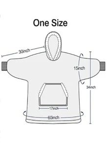 1pc Fleece Hooded Blanket - Black - View 7