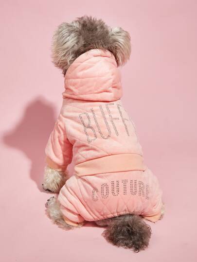 ملابس الحيوانات الأليفة 1قطعة مكشوفة شتاء سميكة باللون الوردي مع لؤلؤة كريستالية للقطط والكلاب