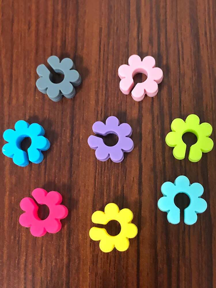 8pcs Flower Shaped Wine Glass Identification Ring - Multicolor - View 2