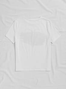 Flirla Plus Heart & Brush Print Tee - White - View 2