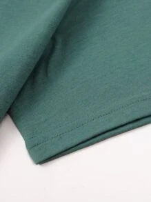 SHEIN EZwear Camiseta con estampado de slogan y dibujos animados - Azul Cadete - Ver 3